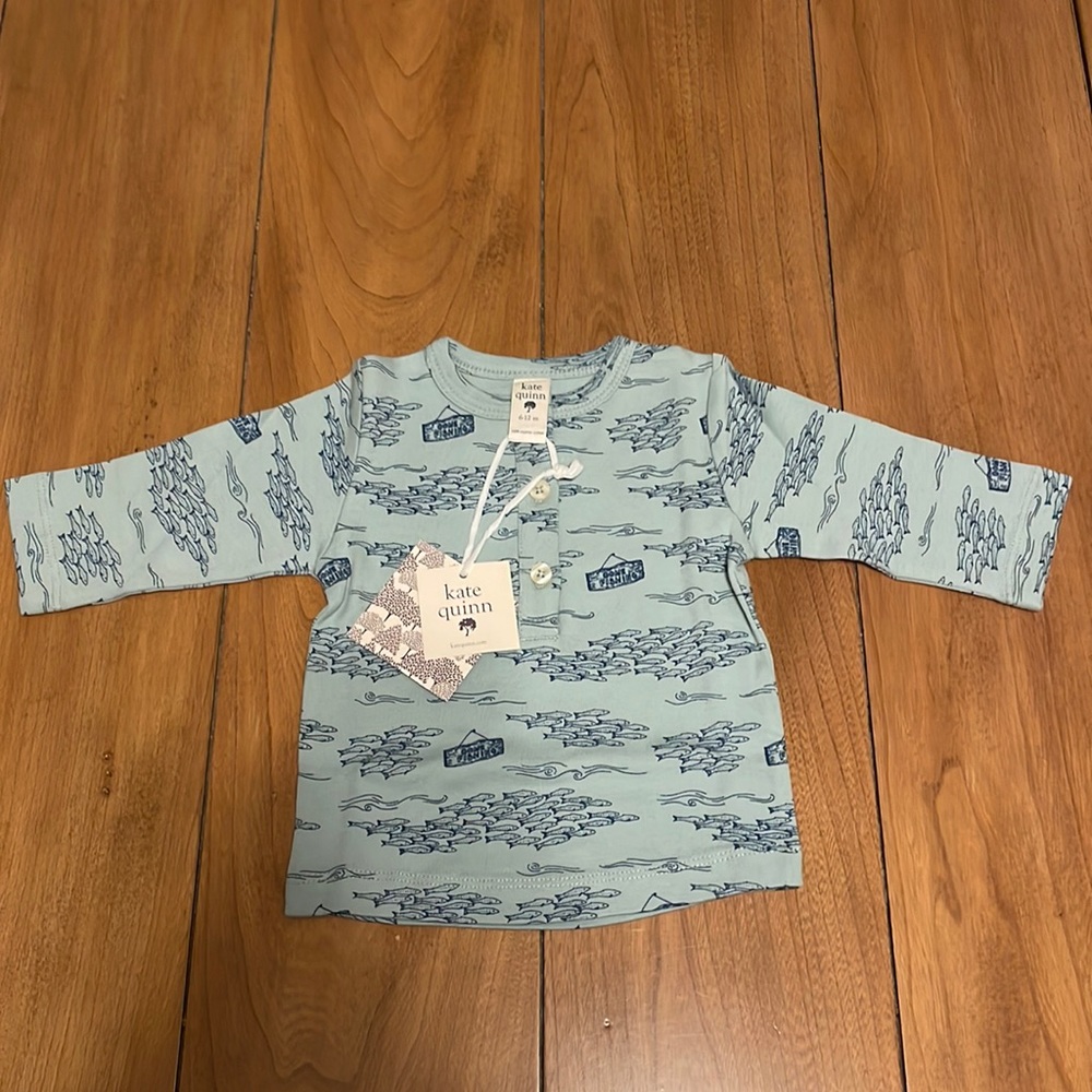 Kate Quinn Henley Tee LS T-shirt 6-12M Gone Fishing NWT